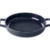 Alva Grillpan / Grillplaat Nori ø 28 cm + Gratis Leren Handvaten - geschikt voor alle warmtebronnen - geëmailleerde anti-aanbaklaag