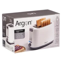 Argon Broodrooster Mat Wit - 2 Sleuven - 750 W