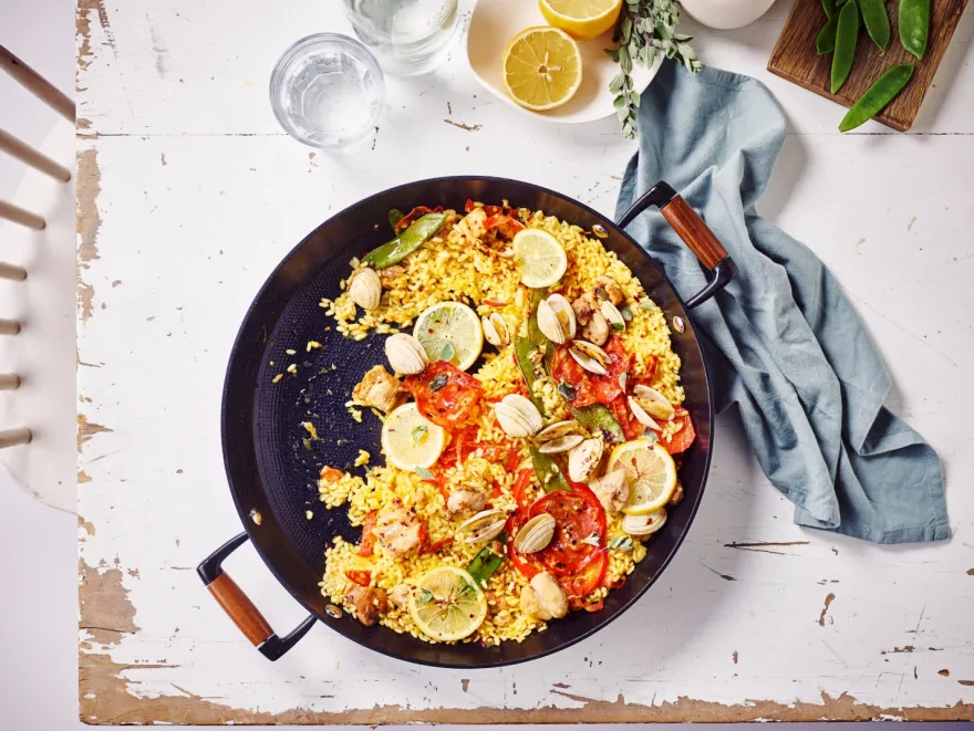 Beka Paella pan met 2 zijgrepen Mandala Gietijzer ø 36 cm - keramische anti-aanbaklaag - geschikt voor alle warmtebronnen