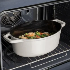 Berlinger Haus Braadpan Mat Crème Ovaal - Gietijzer - 30 x 22 cm - geschikt voor alle warmtebronnen - geëmailleerde anti-aanbaklaag