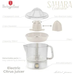 Berlinger Haus Elektrische Citruspers / Sinaasappelpers Mat Crème - 0,7 L - 40 W