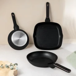 Berlinger Haus Koekenpannenset Zwart Roségoud 3-Delig - ø 20, 24 & 28 cm - geschikt voor alle warmtebronnen - standaard anti-aanbaklaag
