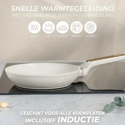 Berlinger Haus Koekenpannenset Nordic Mat Crème 3-Delig - ø 20, 24 & 28 cm - geschikt voor alle warmtebronnen - standaard anti-aanbaklaag