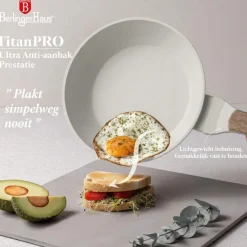 Berlinger Haus Koekenpannenset Nordic Mat Crème 3-Delig - ø 20, 24 & 28 cm - geschikt voor alle warmtebronnen - standaard anti-aanbaklaag