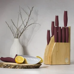 Berlinger Haus Messenblok Mat Bordeaux 10-delig - Koksmes, Broodmes, Santokumes, Officemes, Schilmes & 4 Steakmessen