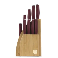 Berlinger Haus Messenblok Mat Bordeaux 10-delig - Koksmes, Broodmes, Santokumes, Officemes, Schilmes & 4 Steakmessen