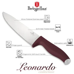 Berlinger Haus Messenblok Mat Bordeaux 10-delig - Koksmes, Broodmes, Santokumes, Officemes, Schilmes & 4 Steakmessen
