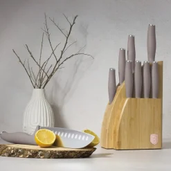 Berlinger Haus Messenblok Taupe 10-delig - Koksmes, Broodmes, Santokumes, Officemes, Schilmes & 4 Steakmessen