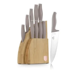 Berlinger Haus Messenblok Taupe 10-delig - Koksmes, Broodmes, Santokumes, Officemes, Schilmes & 4 Steakmessen