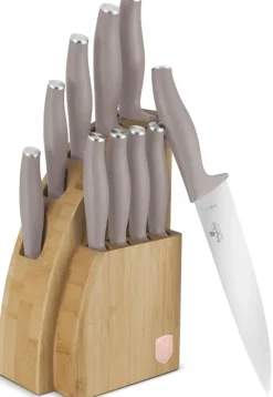 Berlinger Haus Messenblok Taupe 10-delig - Koksmes, Broodmes, Santokumes, Officemes, Schilmes & 4 Steakmessen