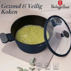 Berlinger Haus Pannenset Mat Blauw 11-Delig - Kookpan ø 20, 24, 28 cm, Koekenpan ø 24, 28 cm & Steelpan ø 16 cm - Geschikt voor alle warmtebronnen