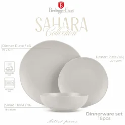 Berlinger Haus Serviesset Mat Crème Rond - 18-Delig / 6 Personen - 6 dinerborden, 6 ontbijtborden en 6 diepe borden
