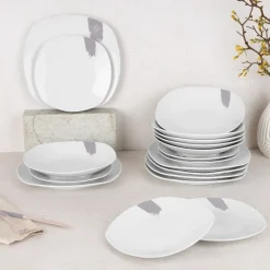Berlinger Haus Serviesset Taupe - 18-Delig / 6 Personen - 6 dinerborden, 6 ontbijtborden en 6 diepe borden