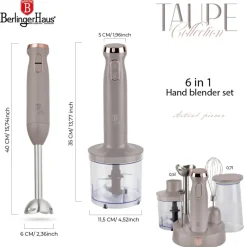 Berlinger Haus Staafmixer set Taupe – 6-in-1 – 800 W