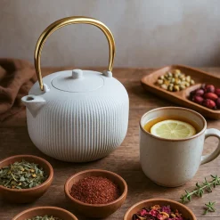 Berlinger Haus Theepot met RVS Filter - Gietijzer Mat Crème - 1 Liter