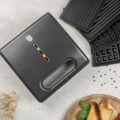 Berlinger Haus Tosti-ijzer 3-in-1 Mat Antraciet - Uitneembare Platen - Wafel & Grill - 780W