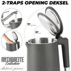 Berlinger Haus Waterkoker Dubbelwandig Mat Antraciet - 1.7 Liter - 1800W