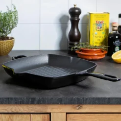 BK Grillpan Bourgogne Jet Black Gietijzer 26 x 26 cm - geëmailleerde anti-aanbaklaag