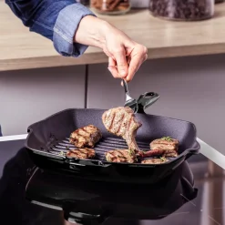 BK Grillpan Bourgogne Jet Black Gietijzer 26 x 26 cm - geëmailleerde anti-aanbaklaag