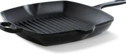 BK Pannenset Bourgogne Jet Black Gietijzer 3-delig - Braadpan ø 24, 28 cm & Grillpan 26x26 cm - geschikt voor alle warmtebronnen