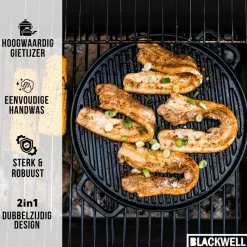 Blackwell Dutch Oven BBQ Gietijzer Set 4-Delig - Braadpan + Lifter, Koekenpan ø 20 cm & Grillplaat ø 30 cm - geschikt voor alle warmtebronnen - zonder anti-aanbaklaag