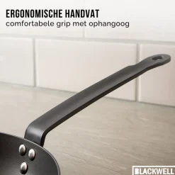 Blackwell Koekenpan Carbon Staal ø 24 cm - geschikt voor alle warmtebronnen - zonder anti-aanbaklaag