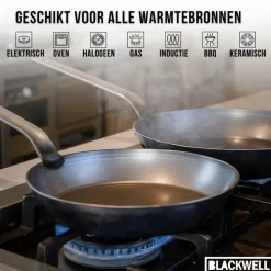 Blackwell Koekenpan met handvat Carbon Staal ø 32 cm - geschikt voor alle warmtebronnen - zonder anti-aanbaklaag