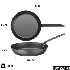 Blackwell Koekenpannenset Carbon Staal 3-delig - ø 20, 24 & 28 cm - geschikt voor alle warmtebronnen - zonder anti-aanbaklaag