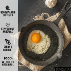 Blackwell Koekenpan Skillet Gietijzer ø 20 cm - geschikt voor alle warmtebronnen - zonder anti-aanbaklaag
