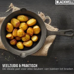 Blackwell Koekenpan Skillet Gietijzer ø 20 cm - geschikt voor alle warmtebronnen - zonder anti-aanbaklaag