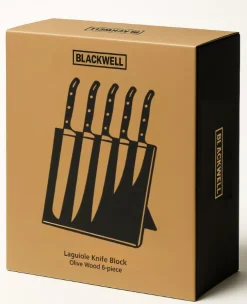 Blackwell Messenblok Magnetisch - Koksmessenset - Laguiole - Olijfhout - Koksmes, Broodmes, Vleesmes, Officemes & Schilmes 6-delig