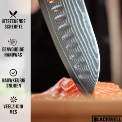Blackwell Messenset (Santokumes + Groentemes / Nakirimes) - Japanse stijl - 67 lagen damaststaal - VG10 - 2-delig