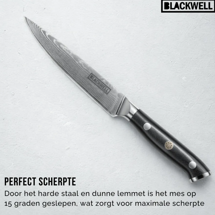 Blackwell Officemes Japanse stijl - 67 lagen damaststaal - VG10 - 12,5 cm
