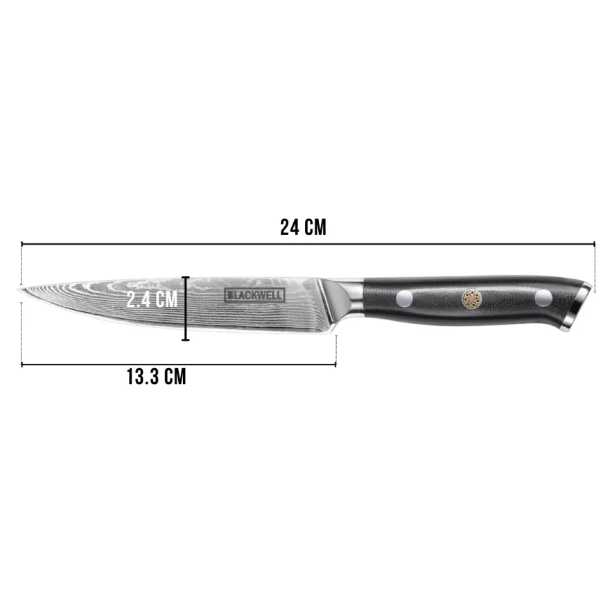 Blackwell Officemes Japanse stijl - 67 lagen damaststaal - VG10 - 12,5 cm