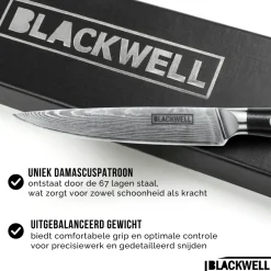 Blackwell Officemes Japanse stijl - 67 lagen damaststaal - VG10 - 12,5 cm