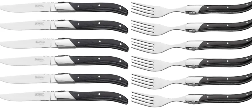 Blackwell Steakbestek Laguiole - Steakmessen & Steakvorken - Pakkahout - 12 Stuks