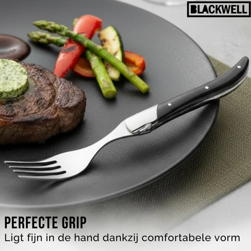 Blackwell Steakbestek Laguiole - Steakmessen & Steakvorken - Pakkahout - 12 Stuks