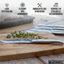 Blackwell Steakmessen Laguiole - Raw Black Lemmet - RVS - 6 Stuks
