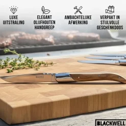 Blackwell Steakmessen Laguiole - Olijfhout - 6 Stuks