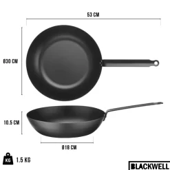 Blackwell Wokpan Carbon Staal ø 30 cm - geschikt voor alle warmtebronnen - zonder anti-aanbaklaag