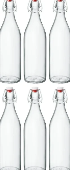 Bormioli Rocco Beugelflessen / Weckflessen Giara - Transparant - 1 liter - 6 stuks