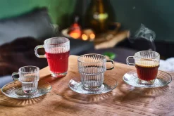 Bormioli Rocco Theeglazen - Koffieglazen met oor - Stapelbaar - Barshine 250 ml - 6 Stuks