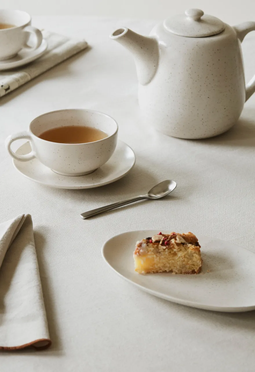 Broste Copenhagen Theeset Nordic Vanilla 7-delig / 2 personen - 1 theepot, 2 bordjes en 2 kop en schotels