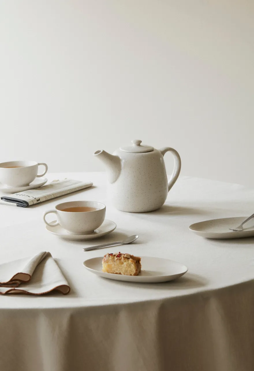 Broste Copenhagen Theeset Nordic Vanilla 7-delig / 2 personen - 1 theepot, 2 bordjes en 2 kop en schotels