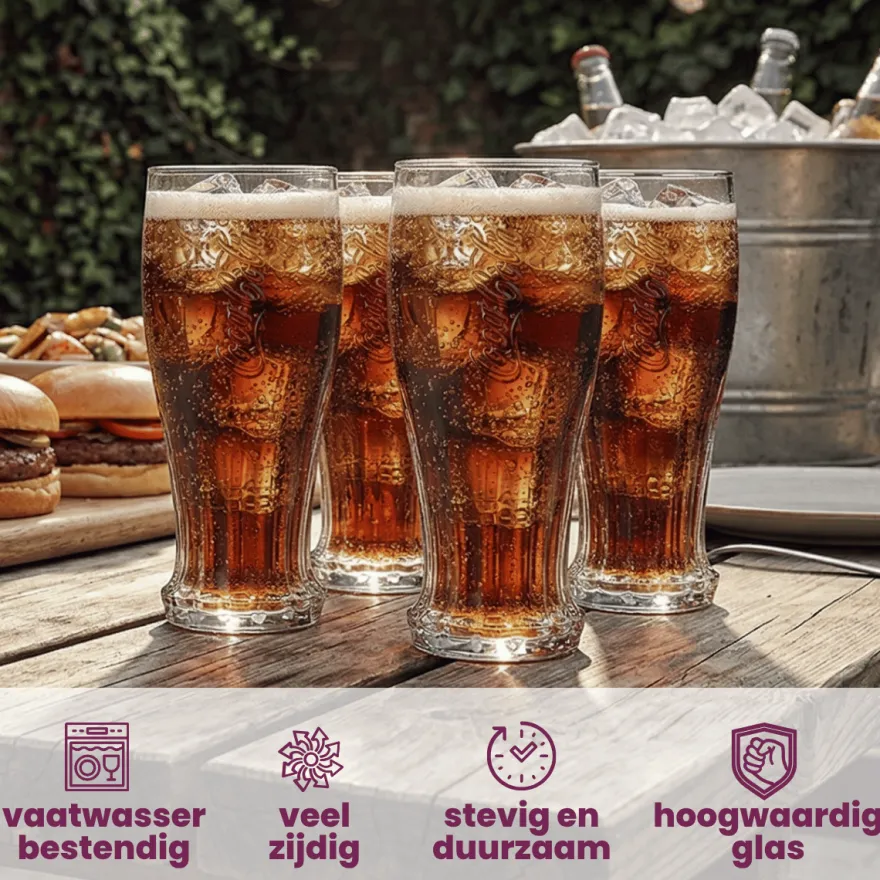 Coca Cola Glazen - Longdrinkglazen - Frisdrankglazen - Crown Cap - 350 ml - 4 stuks