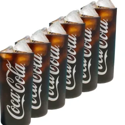 Coca Cola Glazen - Longdrinkglazen - Frisdrankglazen - Frozen - Zwart 270 ml - 6 Stuks