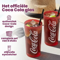 Coca Cola Glazen - Longdrinkglazen - Frisdrankglazen - Frozen - Rood 270 ml - 6 Stuks