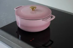 Combekk Braadpan met deksel Gietijzer Pink ø 24 cm / 3.8 Liter - geëmailleerde anti-aanbaklaag