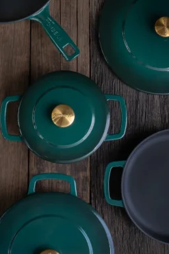 Combekk Braadpan met deksel Gietijzer Holly Green ø 28 cm / 5.3 Liter - geëmailleerde anti-aanbaklaag