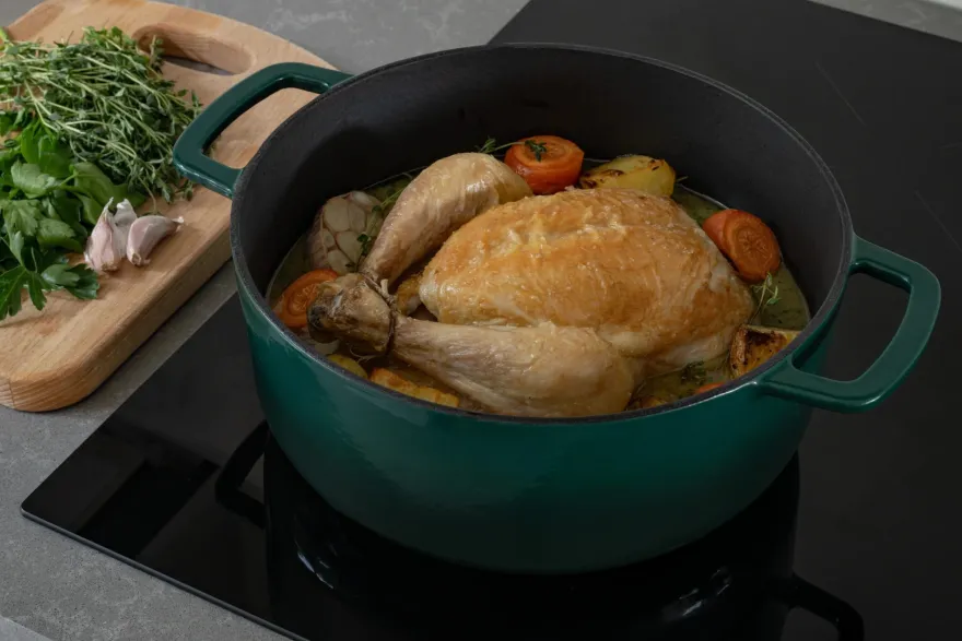 Combekk Pannenset Gietijzer Holly Green 3-delig - Braadpan ø 24, 28 cm & Koekenpan ø 26 cm